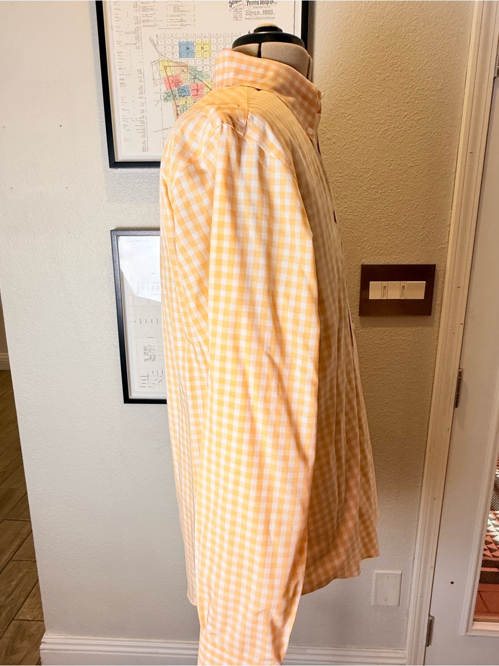 Brooks Brothers Original Polo L Orange Gingham Supima Non-Iron Shirt - Picture 6 of 12